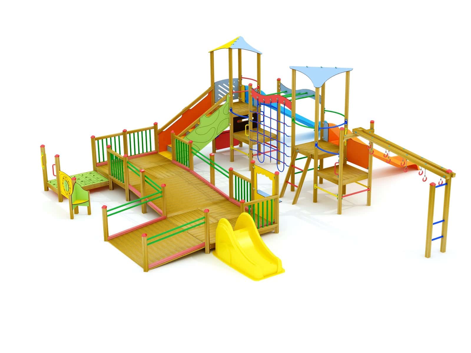Structure de jeux multifonction pour enfants 3 à 12 ans – Gamme Bois L1000