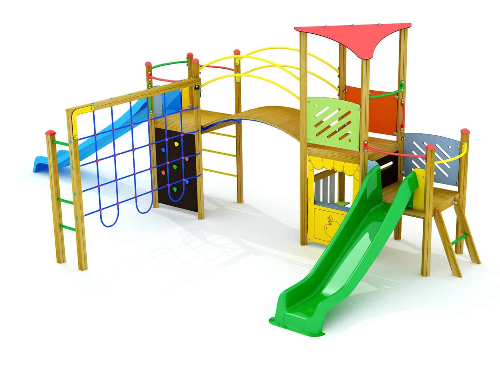 Structure de jeux multifonction pour enfants 3 à 12 ans – Gamme Bois L1000