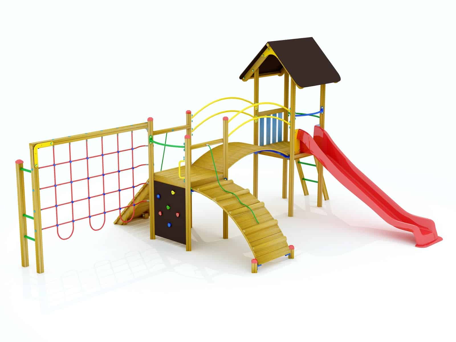 Structure de jeux multifonction pour enfants 3 à 12 ans – Gamme Bois L1000
