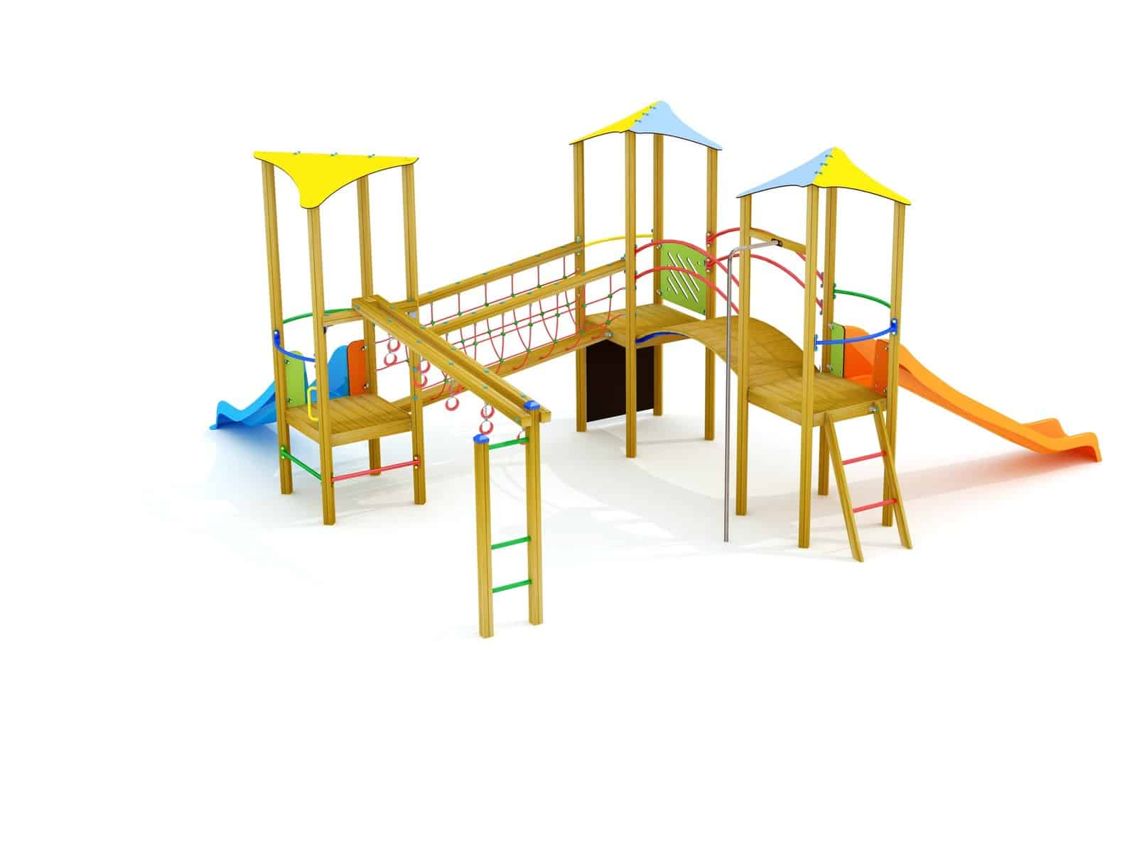 Structure de jeux multifonction pour enfants 3 à 12 ans – Gamme Bois L1000